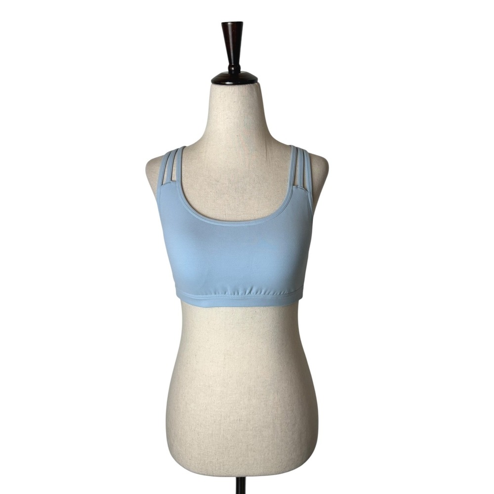 Athleta Sports Bra Women Small Blue Strappy Lattice Back Yoga Running Athleisure - Picture 2 of 12